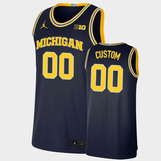 Men's Michigan Wolverines Custom Name Number Navy Limited Basketball Jersey