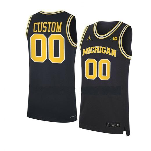 Men's Custom Michigan Wolverines Jersey Basketball College Name and Number Navy BIG Patch