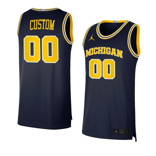 Men's Custom Michigan Wolverines Jersey Basketball College Name and Number Swingman Navy