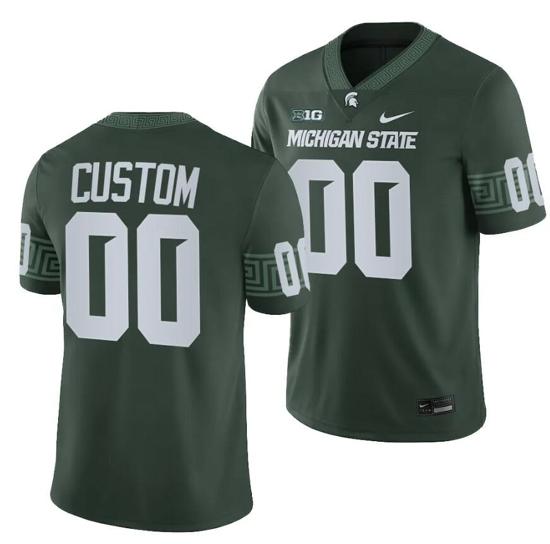 Men's Custom Michigan State Spartans Jersey Name and Number College Football Green 2023 Game