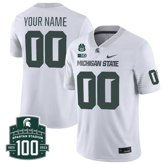 Men's Custom Michigan State Spartans Jersey Name and Number College Football White Alternate Game All Stitched