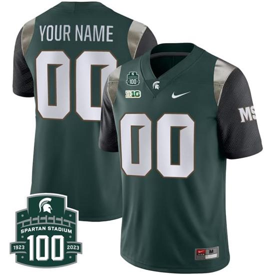 Men's Custom Michigan State Spartans Jersey Name and Number College Football Green Alternate Limited All Stitched