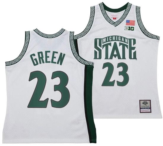 Men's Draymond Green Jersey #23 Michigan State Spartans 125th Basketball Anniversary 1999 Throwback White