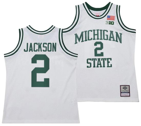 Men's Jaren Jackson Jersey #2 Michigan State Spartans 125th Basketball Anniversary 1990 Throwback White