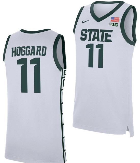 Men's AJ Hoggard Jersey #11 Michigan State Spartans Replica Basketball 2023-24 White