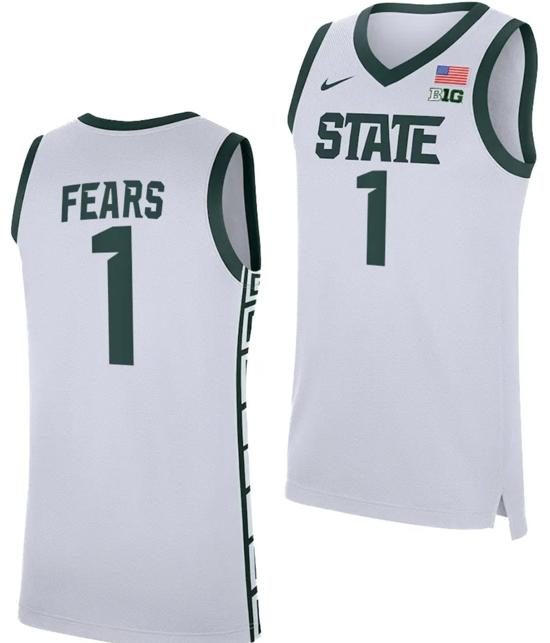 Men's Jeremy Fears Jersey #1 Michigan State Spartans Replica Basketball 2023-24 White