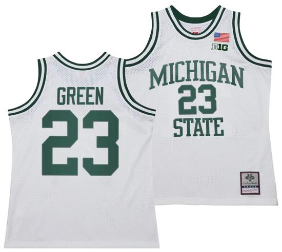 Men's Draymond Green Jersey #23 Michigan State Spartans 125th Basketball Anniversary 1990 Throwback White