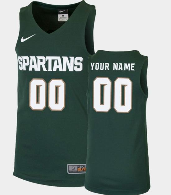 Men's Custom Michigan State Spartans Jersey Name and Number College Basketball Green White