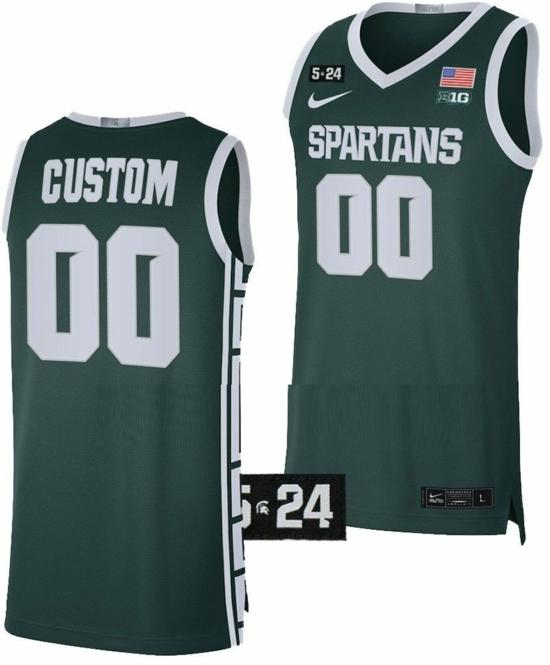 Men's Custom Michigan State Spartans Jersey Name and Number College Basketball Limited Green