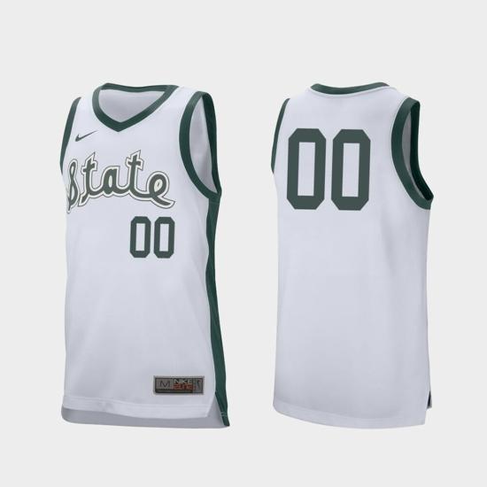 Men's Custom Name Number Michigan State Spartans White Retro Performance College Basketball Jersey