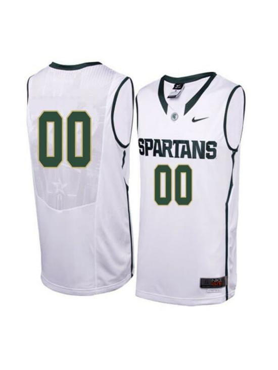 Men's Custom Michigan State Spartans Jersey College Basketball Name and Number Elite Road White