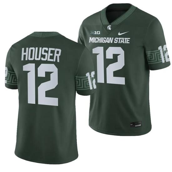 Men's Michigan State Spartans Katin Houser Jersey #12 College Football Green 2023 Game