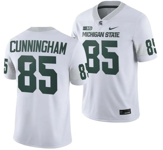 Men's Michigan State Spartans BJ Cunningham Jersey #85 College Football Game 2023 White