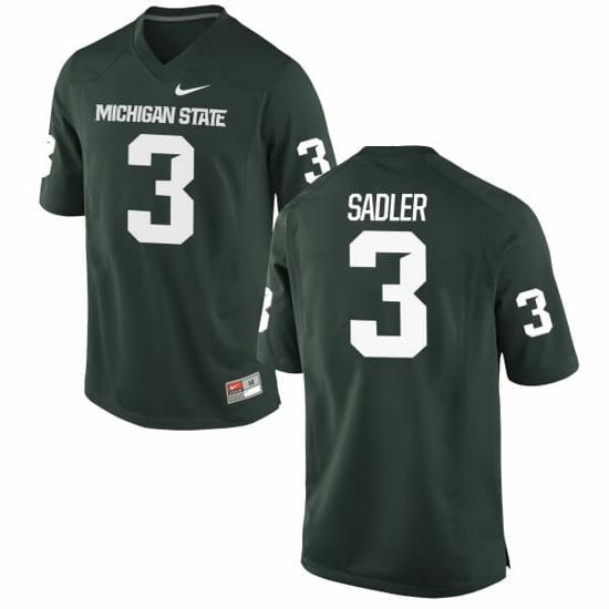 Men's Michigan State #3 Mike Sadler NCAA College Football Jersey Green