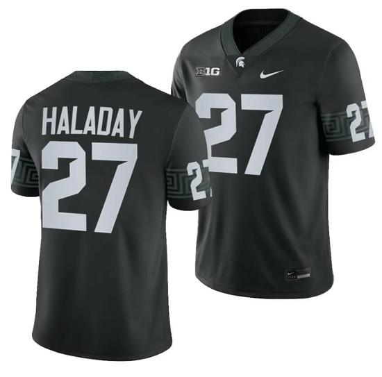 Men's Michigan State Spartans Cal Haladay Jersey #27 College Football Black 2023 Game