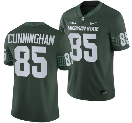 Men's Michigan State Spartans BJ Cunningham Jersey #85 College Football Game 2023 Green