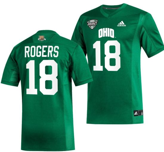 Men's Armani Rogers Jersey #18 Ohio Bobcats College Football Uniform Green