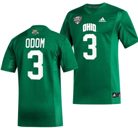 Men's Cameron Odom Jersey #3 Ohio Bobcats College Football Uniform Green