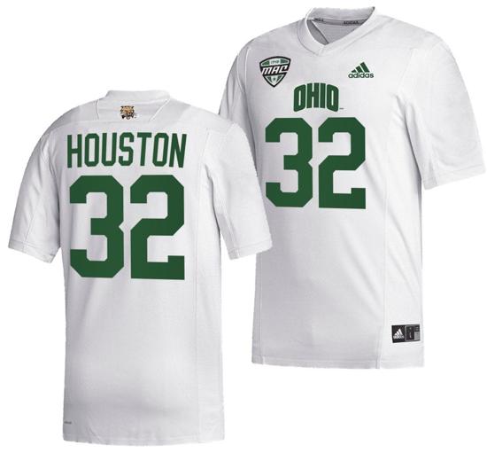 Men's Bryce Houston Jersey #32 Ohio Bobcats College Football Uniform White