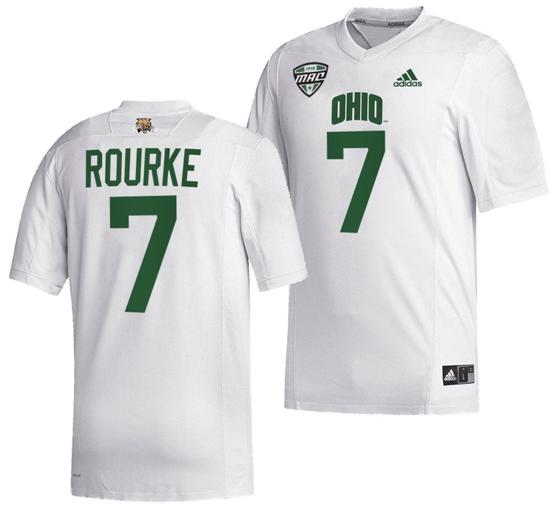 Men's Kurtis Rourke Jersey #7 Ohio Bobcats College Football Uniform White