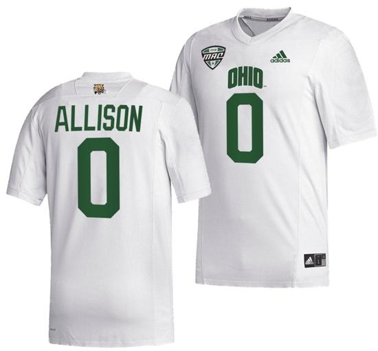 Men's OShaan Allison Jersey #0 Ohio Bobcats College Football Uniform White