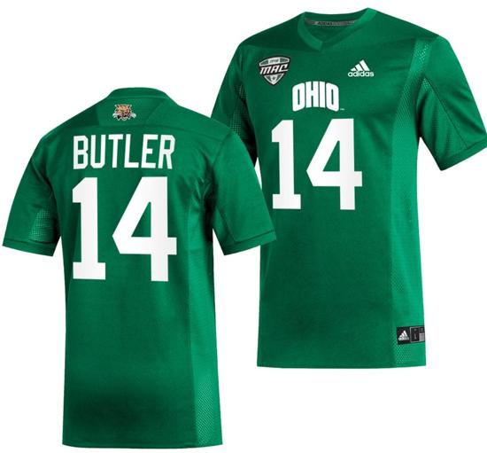 Men's Bryce Butler Jersey #14 Ohio Bobcats College Football Uniform Green