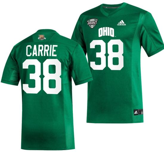 Men's TJ Carrie Jersey #38 Ohio Bobcats College Football Uniform Green