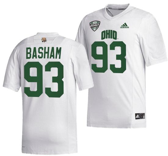 Men's Tarell Basham Jersey #93 Ohio Bobcats College Football Uniform White