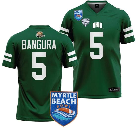 Men's Sieh Bangura Jersey #5 Ohio Bobcats 2023 Myrtle Beach Bowl Patch College Football Green