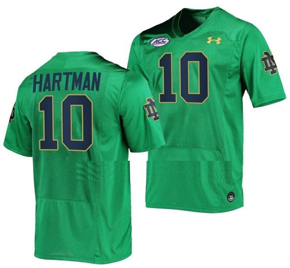 Men's Notre Dame Fighting Irish #10 Sam Hartman Jersey  College Football Replica Green