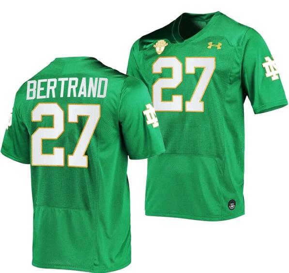 Men's Notre Dame Fighting Irish JD Bertrand Jersey #27 College Football Kelly Green 2023