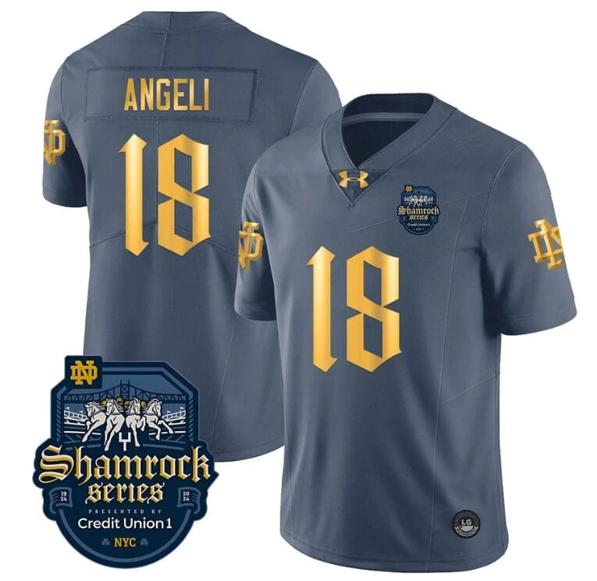 Men's Steve Angeli Jersey #18 With Name Notre Dame Fighting Irish 2024 Shamrock Series Uniform College Football