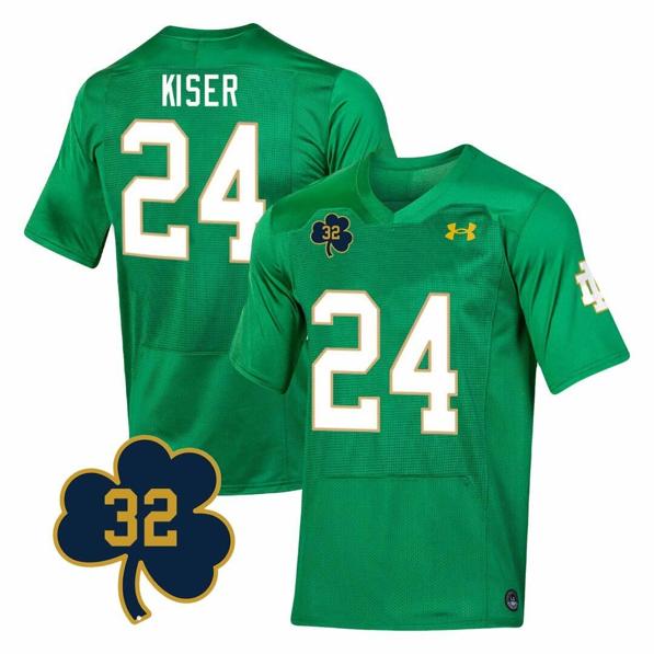 Men's Notre Dame Fighting Irish  Jack Kiser Jersey #24 College Football Johnny Lujack Patch 32 Green