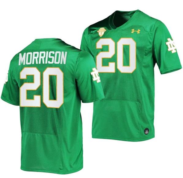 Men's Notre Dame Fighting Irish Benjamin Morrison Jersey #20 College Football Kelly Green 2023