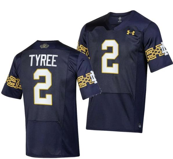 Men's Notre Dame Fighting Irish Chris Tyree Jersey #2 College Football 2023 Aer Lingus Classic Navy