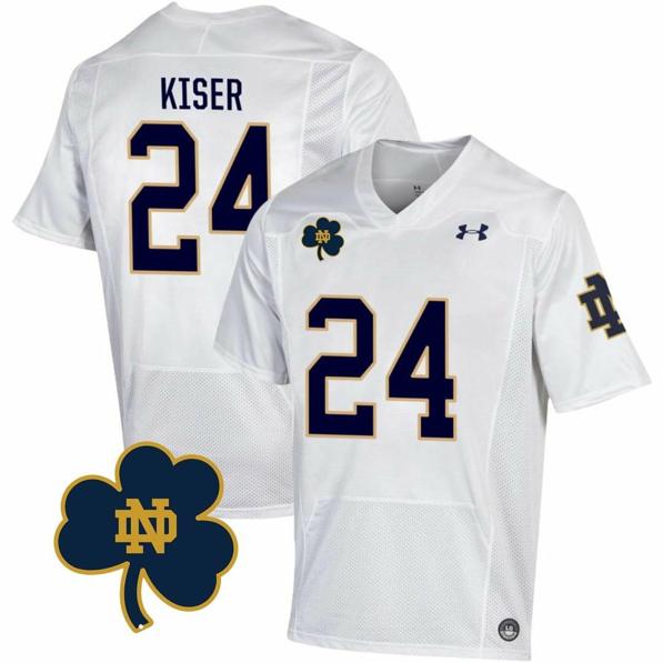 Men's Notre Dame Fighting Irish  Jack Kiser Jersey #24 College Football Johnny Lujack Patch White