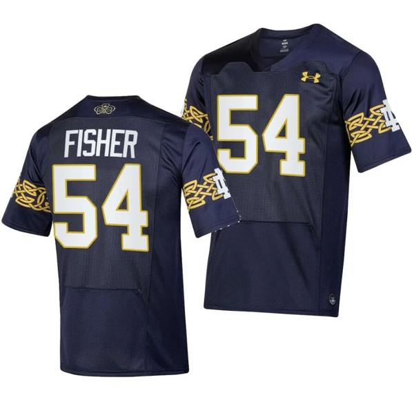 Men's Notre Dame Fighting Irish Blake Fisher Jersey #54 College Football 2023 Aer Lingus Classic Navy