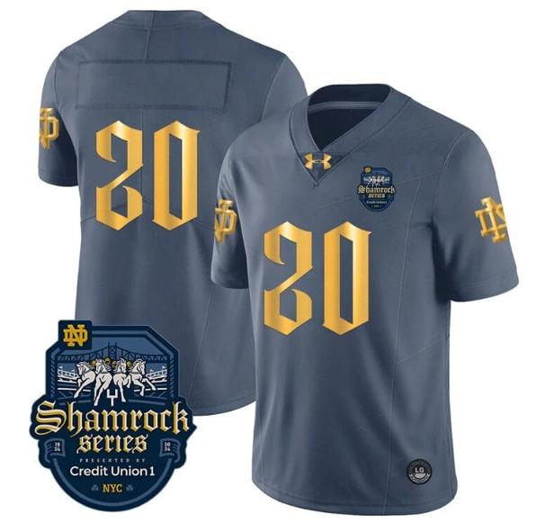 Men's Benjamin Morrison Jersey #20 No Name Notre Dame Fighting Irish 2024 Shamrock Series Uniform College Football