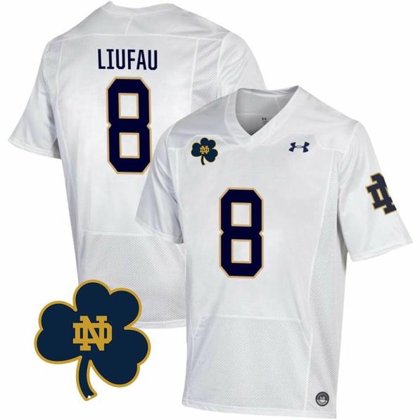 Men's Notre Dame Fighting Irish  Marist Liufau Jersey #8 College Football Johnny Lujack Patch White