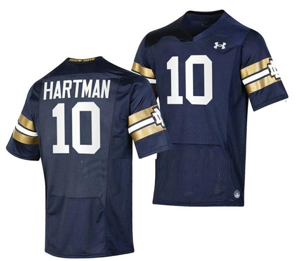 Men's Notre Dame Fighting Irish #10 Sam Hartman Jersey  College Football Shamrock Series Navy