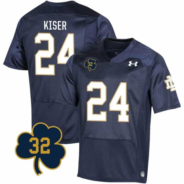 Men's Notre Dame Fighting Irish  Jack Kiser Jersey #24 College Football Johnny Lujack Patch 32 Navy