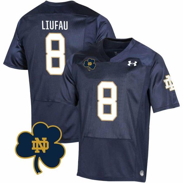 Men's Notre Dame Fighting Irish  Marist Liufau Jersey #8 College Football Johnny Lujack Patch Navy