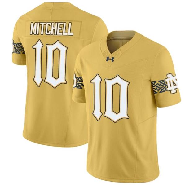 Men's Kris Mitchell Jersey #10 Notre Dame Fighting Irish 2024 Vapor Limited College Football Gold