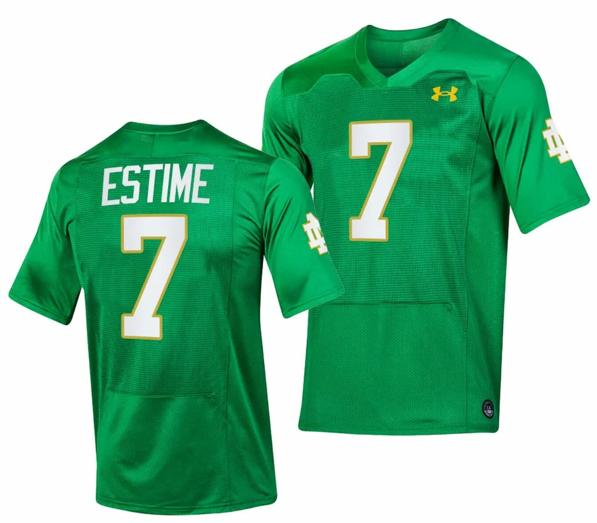 Men's Notre Dame Fighting Irish Audric Estime Jersey #7 Replica College Football 2023 Green