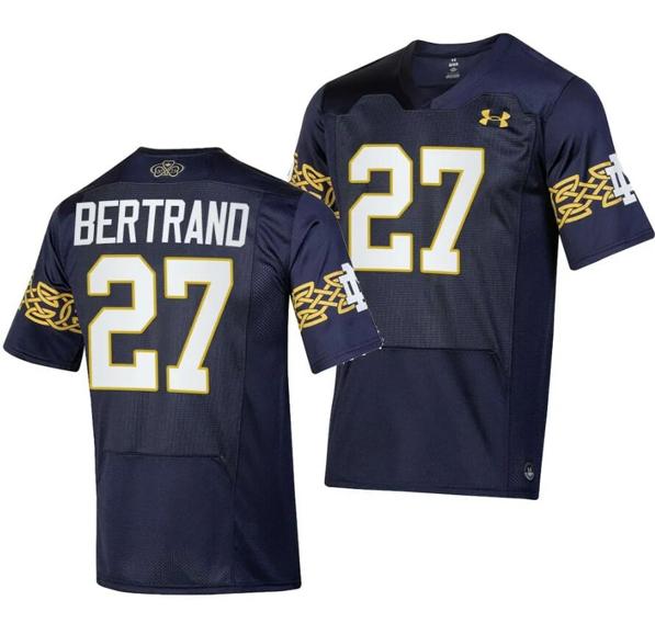 Men's Notre Dame Fighting Irish JD Bertrand Jersey #27 College Football 2023 Aer Lingus Classic Navy