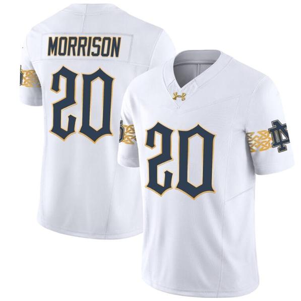 Men's Benjamin Morrison Jersey #20 Notre Dame Fighting Irish 2024 Vapor Limited College Football White