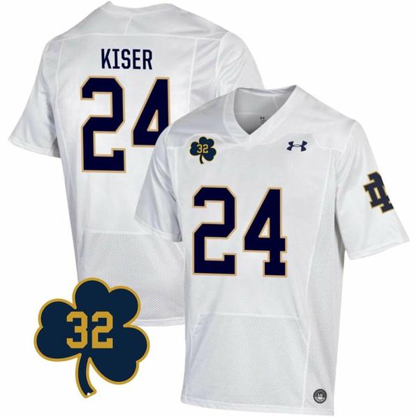 Men's Notre Dame Fighting Irish  Jack Kiser Jersey #24 College Football Johnny Lujack Patch 32 White