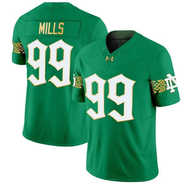 Men's Rylie Mills Jersey #99 Notre Dame Fighting Irish 2024 Vapor Limited College Football Green