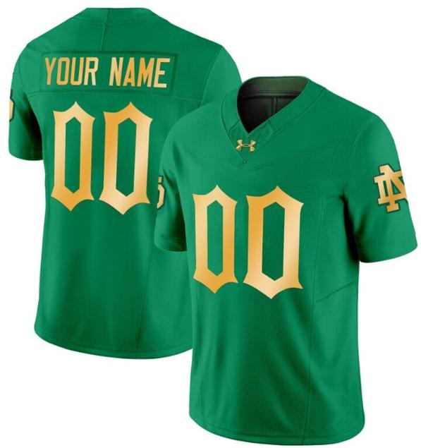 Men's Custom Notre Dame Jersey Name and Number Fighting Irish 2024 Vapor Limited College Football Green