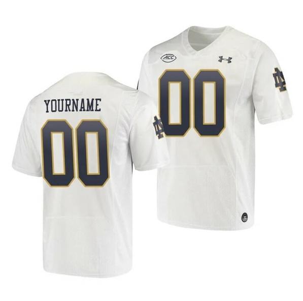 Men's Custom Notre Dame Fighting Irish  Jersey White Replica College Football Playoff Jersey